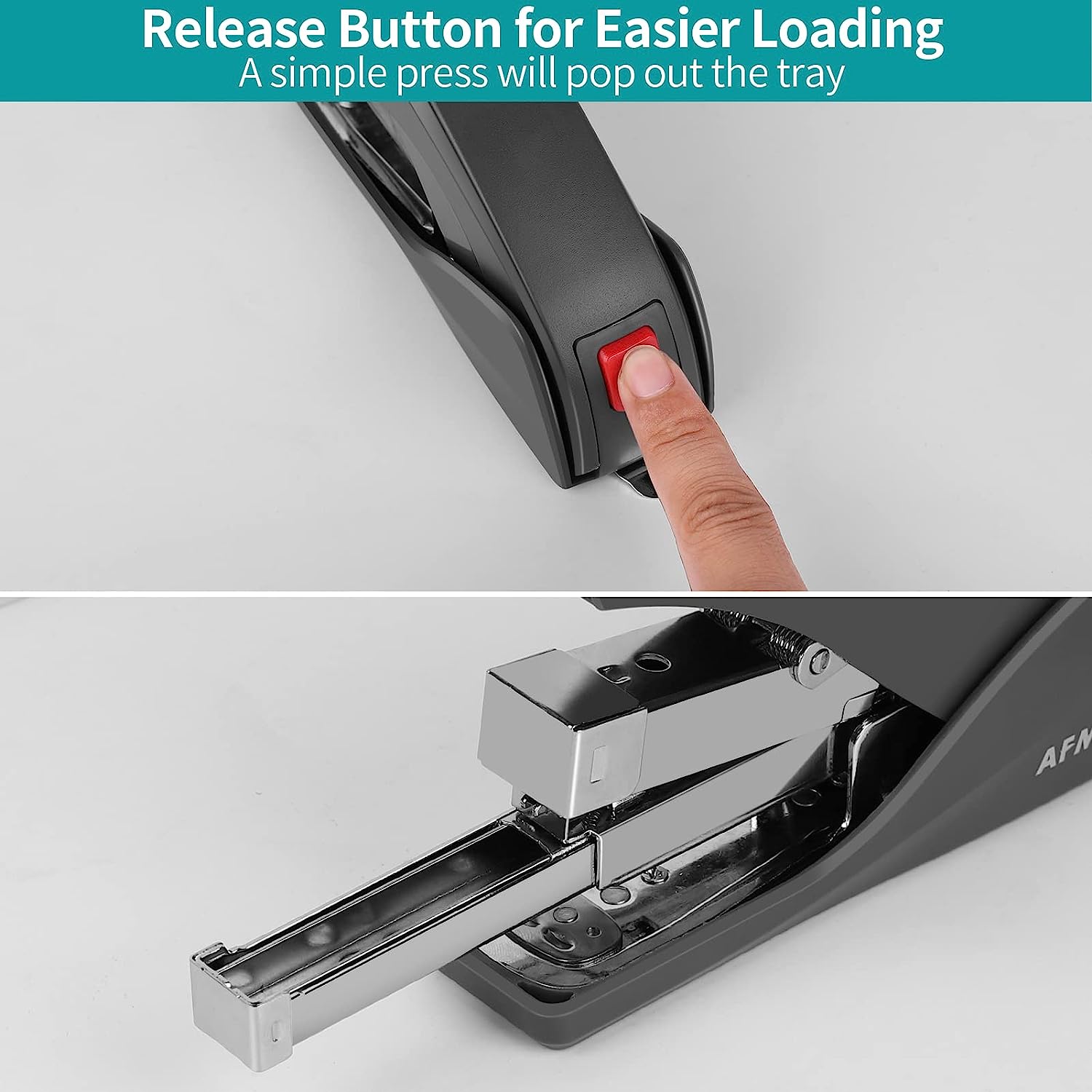 AFMAT Stapler for Desk, 50 Sheets Effortless Stapler, Ergonomic Office Stapler, Low Force, One Touch Stapling Desk Stapler, Built-in Staple Remover, Portable & Space Save Size, Good for Home & Office - Image 4